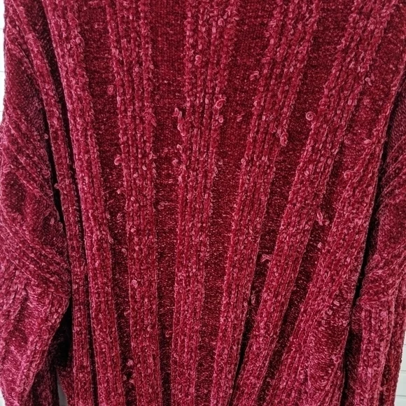 Zenana Premium Sweater Women's 3x Maroon Red Chenille Puffy Popcorn Style Soft - Picture 5 of 7